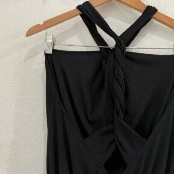 Free People Beach Maxi Golden Days Boho Feminine Faux Wrap Slit Halter Dress - Picture 10 of 11